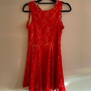 Red lace dress with nude underlay, never worn